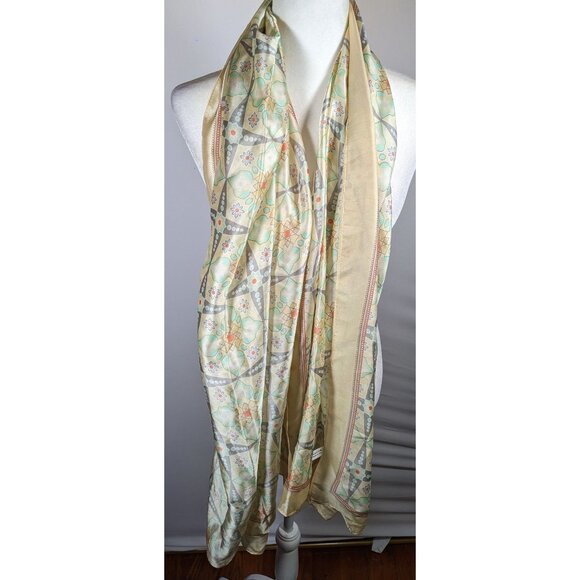 Vintage Retro Floral Pastel Yellow Scarf/Shawl/Wrap - Picture 2 of 8